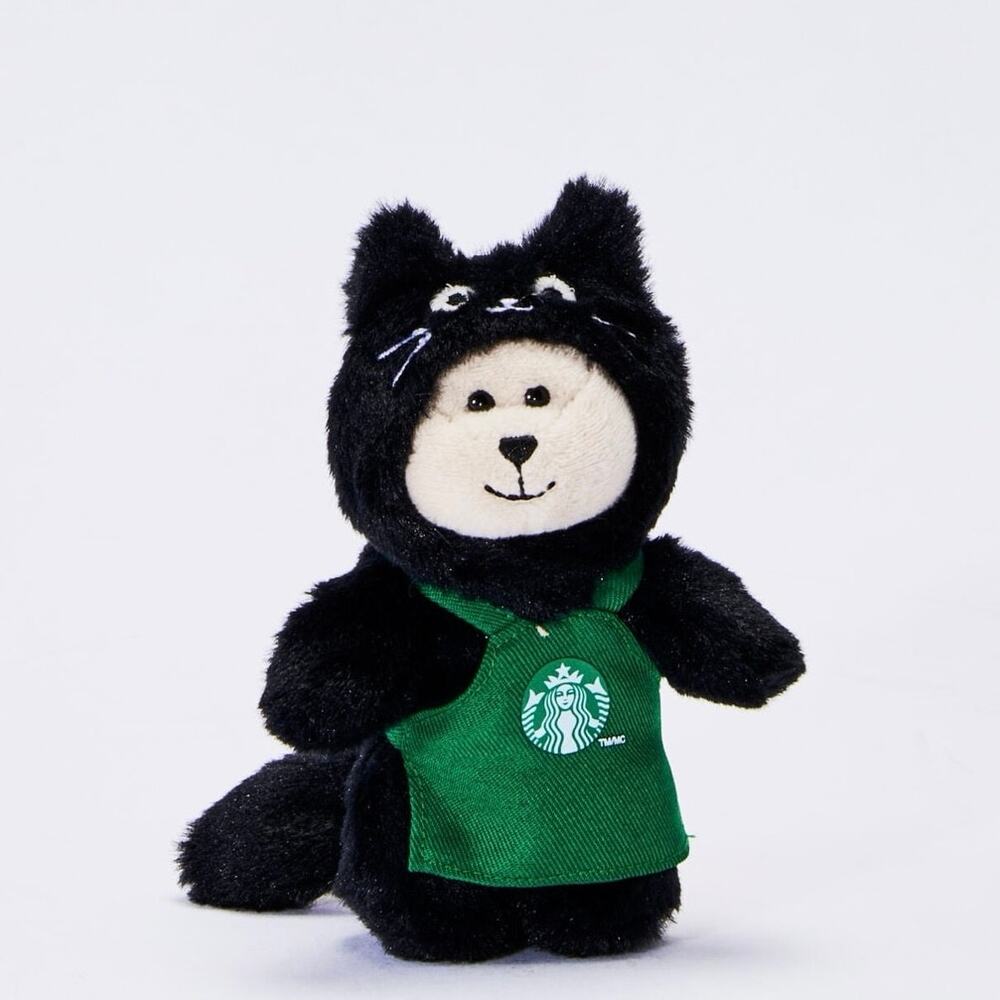 Starbucks 2026 Limited Edition Halloween Black Cat Bearista Plush Charm Keychain